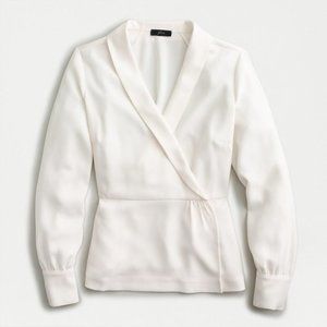 J.Crew Drapey Faux Wrap Top in 365 Crepe Cream